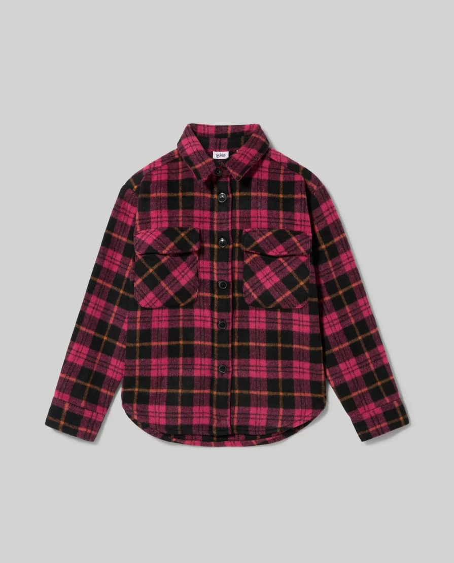 "Blukids Youth Girls' Checked Flannel Shirt - Stylish & Comfortable Plaid Top"