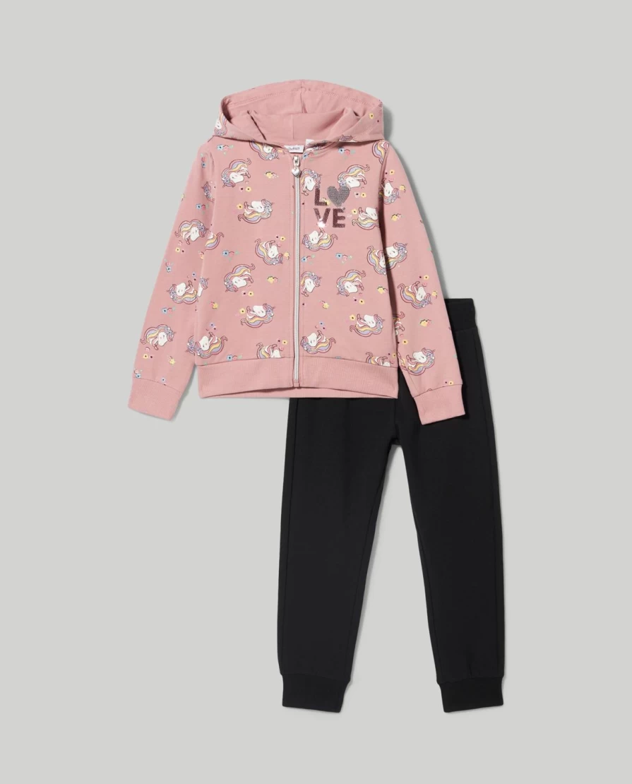 "Blukids Girls' Glitter Cotton Jogging Set - Comfortable Sweatshirt & Pants Outfit for Children"