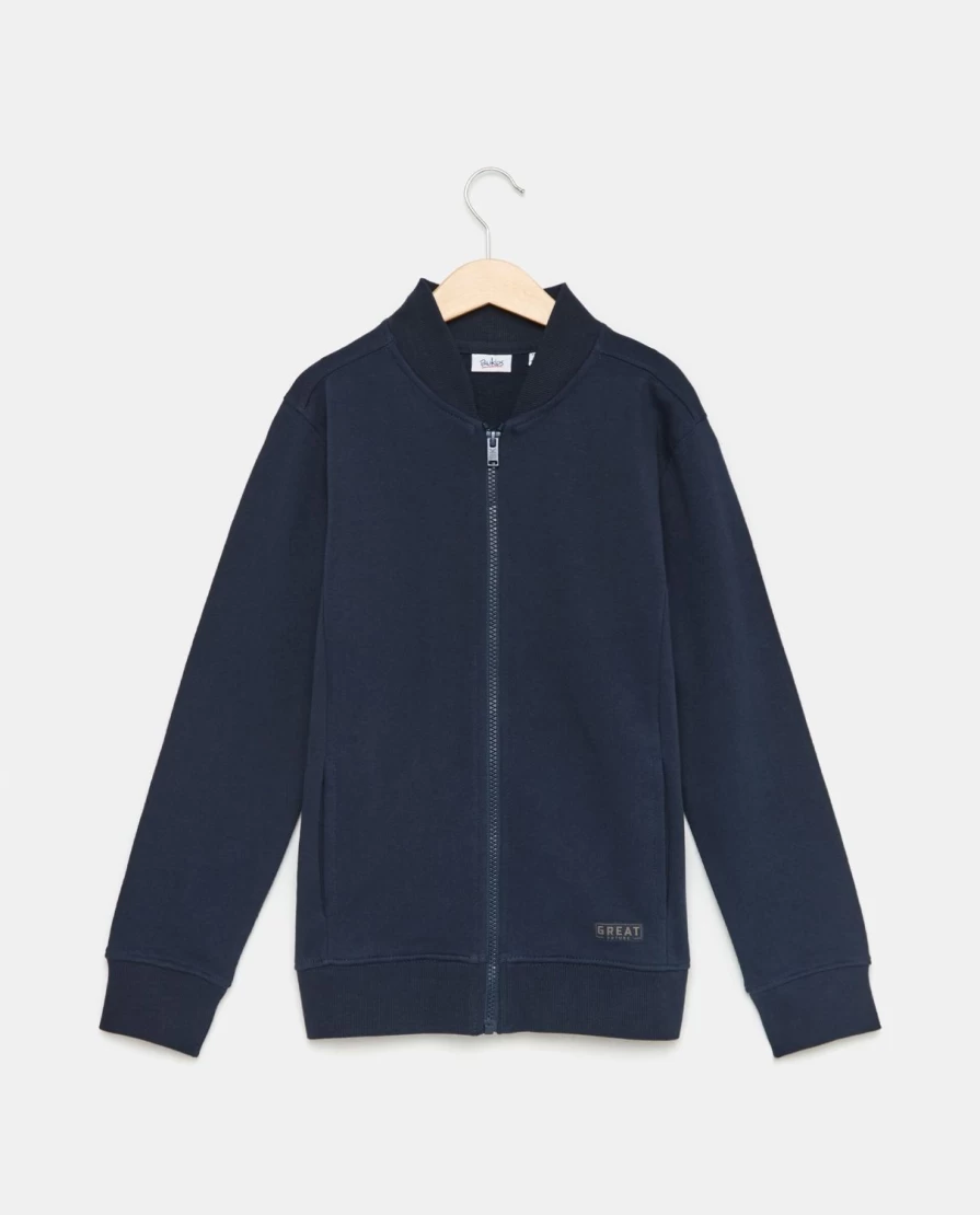"Blukids Youth Pure Cotton Zip-Up Crewneck Sweatshirt for Boys"