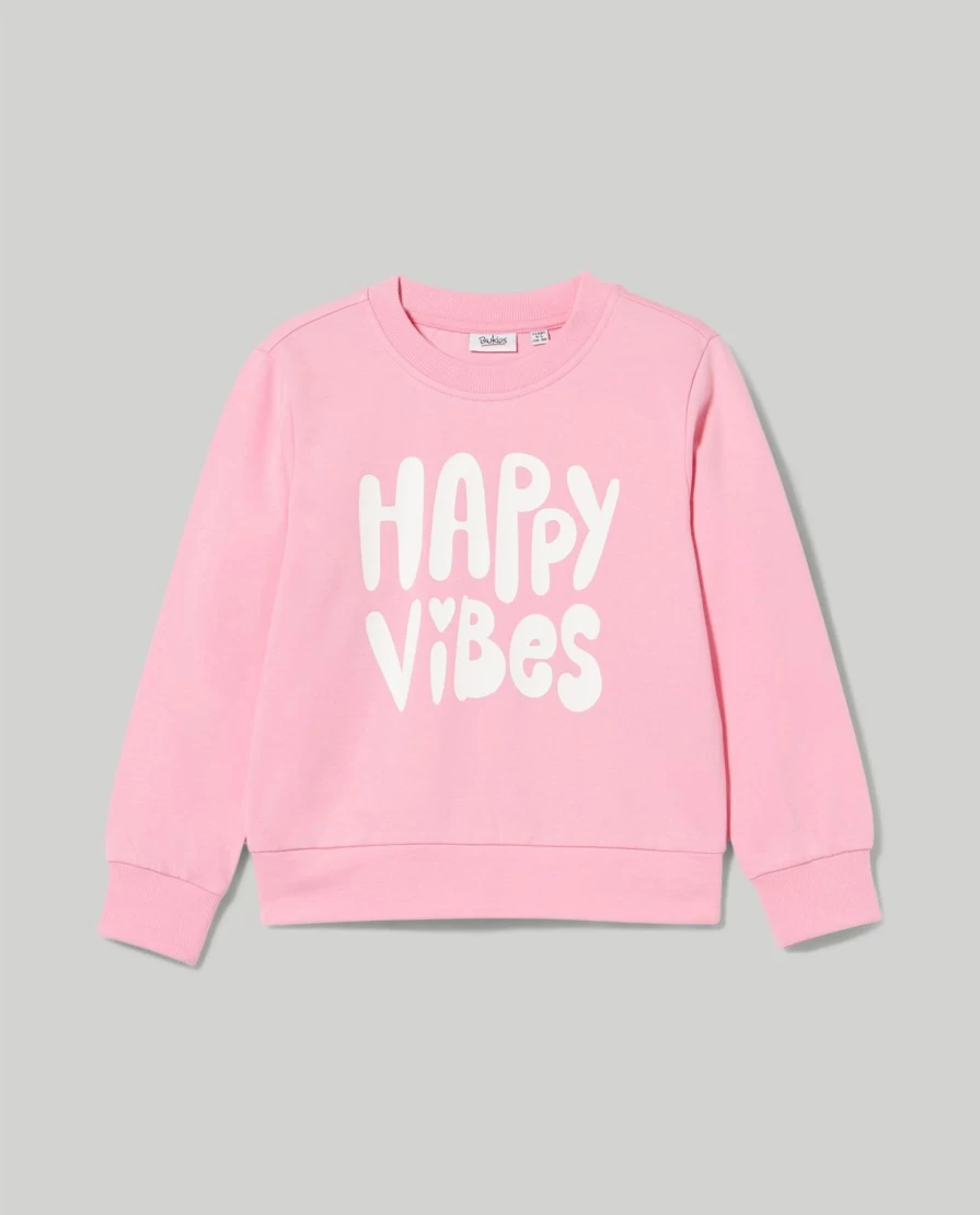 Blukids Girls' Soft Pure Cotton Crew Neck Sweatshirt - Comfortable Kids Casual Pullover