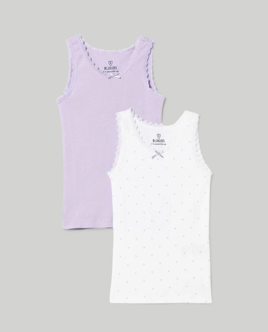 "Blukids Girls' 2-Pack Pure Cotton Ribbed Tank Tops for Children"