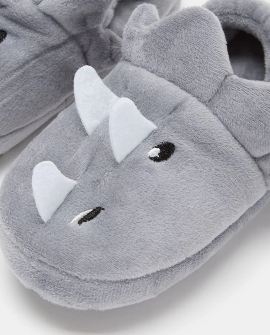 Blukids Newborn Rhino-Shaped Soft Sole Slippers for Infants - Cozy & Cute Animal Design