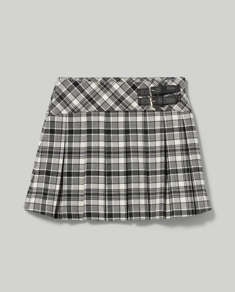 Blukids Youth Girls' Checkered Pleated Skirt - Stylish & Comfortable Tartan Plaid School Skirt