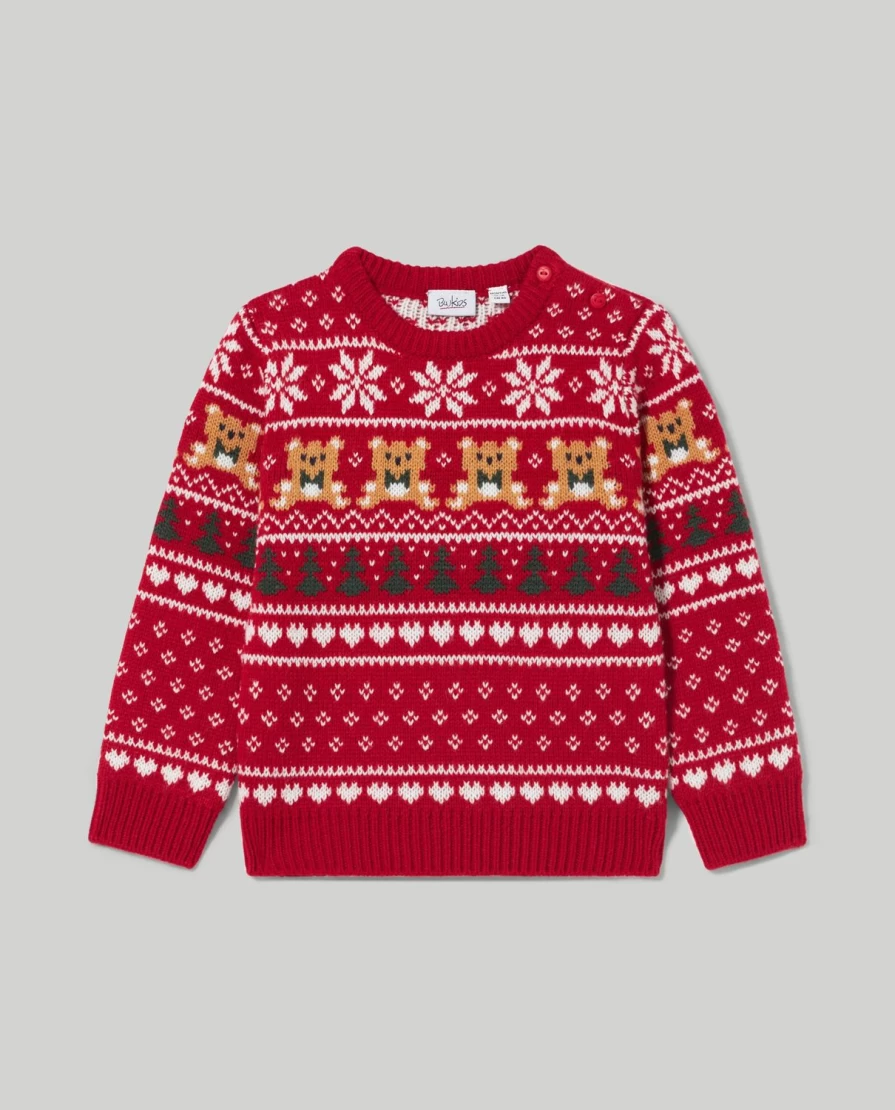 Blukids Newborn Baby Girl Christmas Tricot Crewneck Sweater