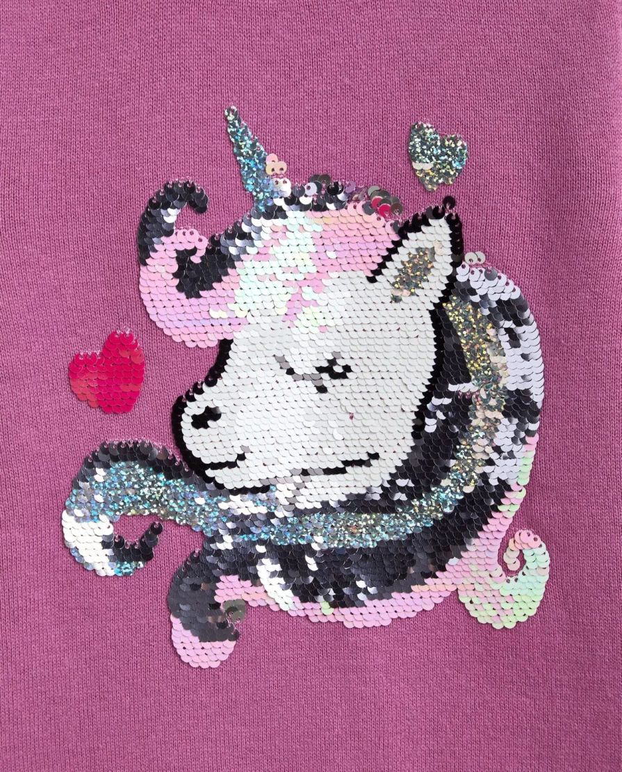 Blukids Girls' Cotton Tricot Pullover with Sequins - Sparkling Children's Sweater
