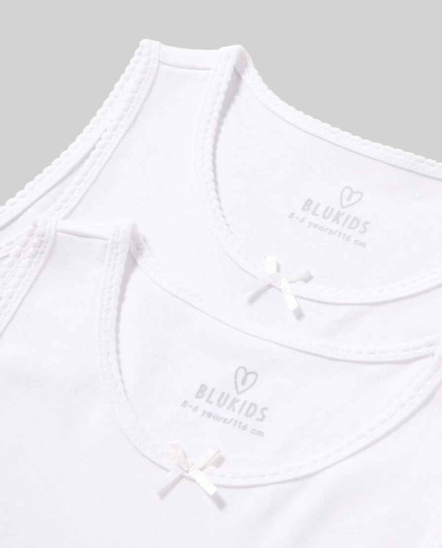 Blukids Girls' 2-Pack Pure Cotton Interlock Tank Tops for Children