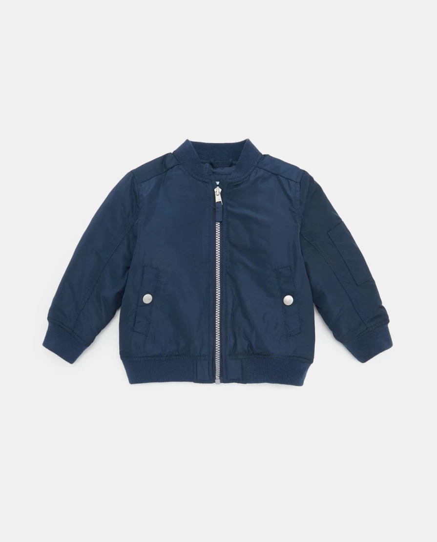Blukids Newborn Baby Boy's Solid Color Bomber Jacket - Soft & Cozy Outerwear