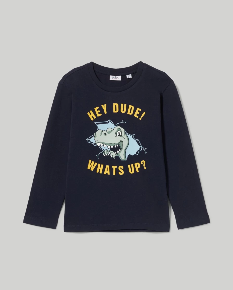 "Blukids Kids' Pure Cotton T-Shirt with Fun Child Print - Soft & Comfortable"