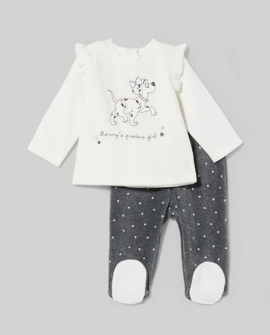 Blukids Baby Girl Chenille Embroidery Outfit Set - Soft & Cozy Birth Gift