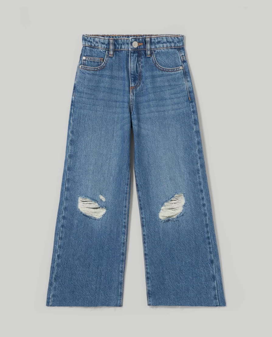 "Blukids Youth Denim Wide Leg Jeans in Pure Cotton for Girls"
