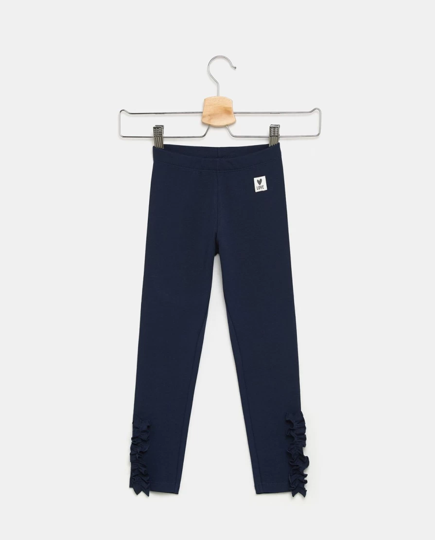 "Blukids Girls' Stretch Cotton Leggings with Ruching Detail at Hem"
