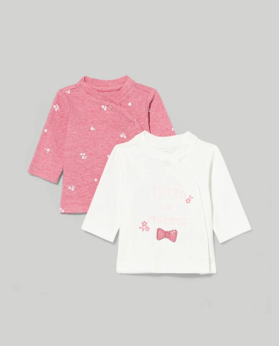 Blukids Newborn Baby Girls 2-Pack 100% Pure Cotton Interlock T-Shirts