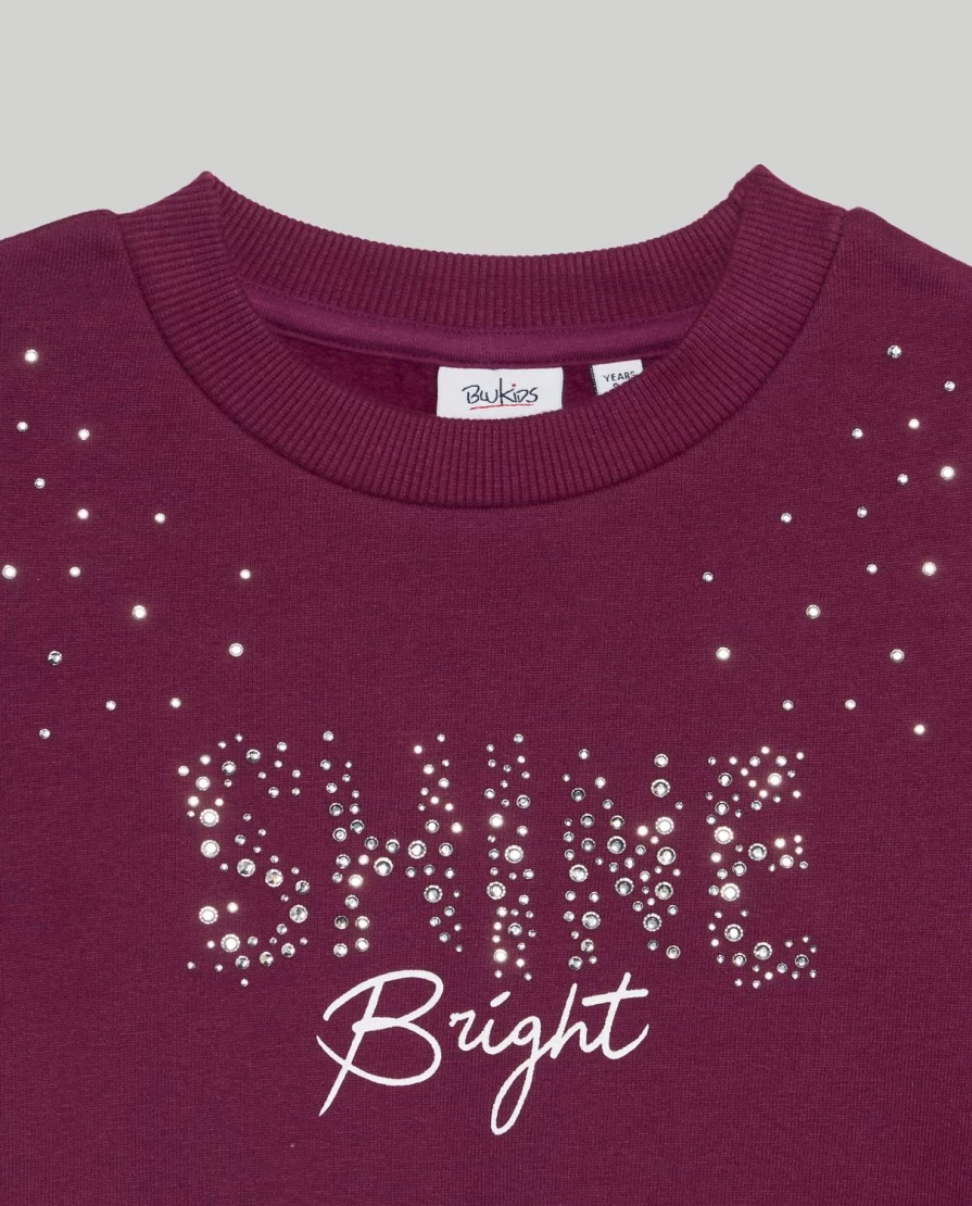 "Blukids Youth Brushed Cotton Puff Sleeve Sweatshirt for Girls"