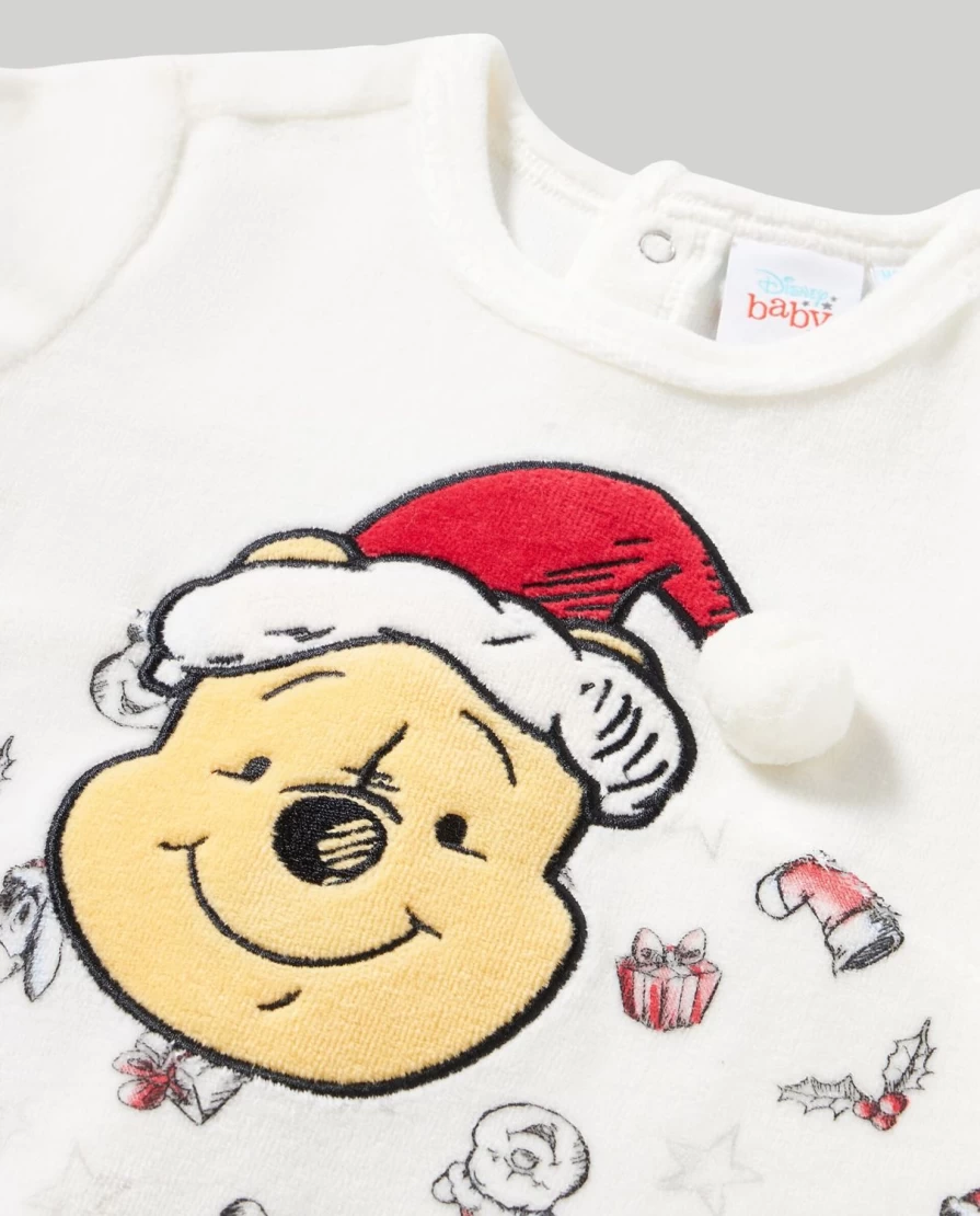 "Blukids Baby Christmas Velor Footed Onesie With Festive Embroidery – Unisex Newborn Holiday Outfit"