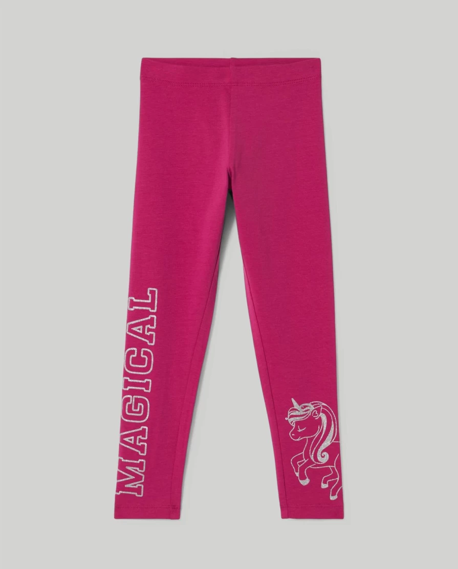Blukids Girls' Stretch Cotton Glitter Print Leggings for Children