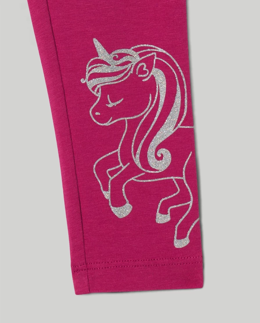 Blukids Girls' Stretch Cotton Glitter Print Leggings for Children
