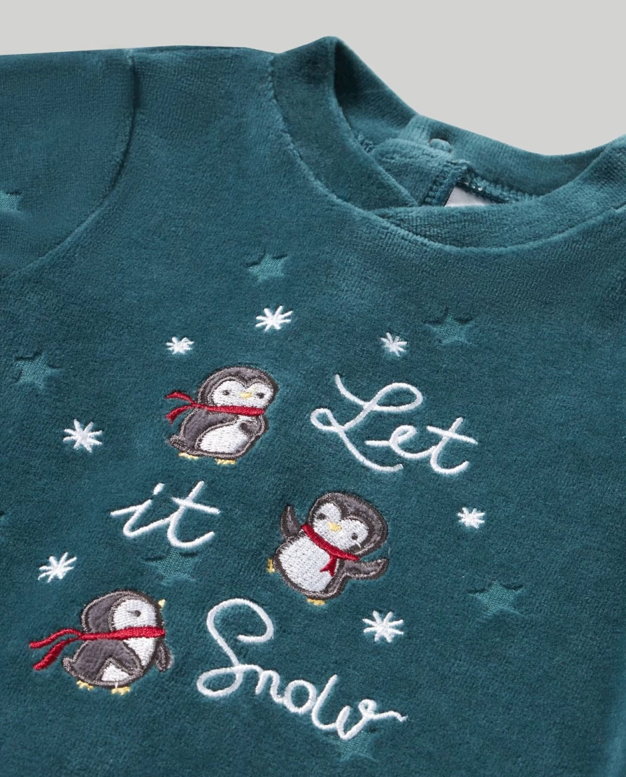 "Blukids Baby Christmas Embroidered Onesie – Festive Newborn Bodysuit"