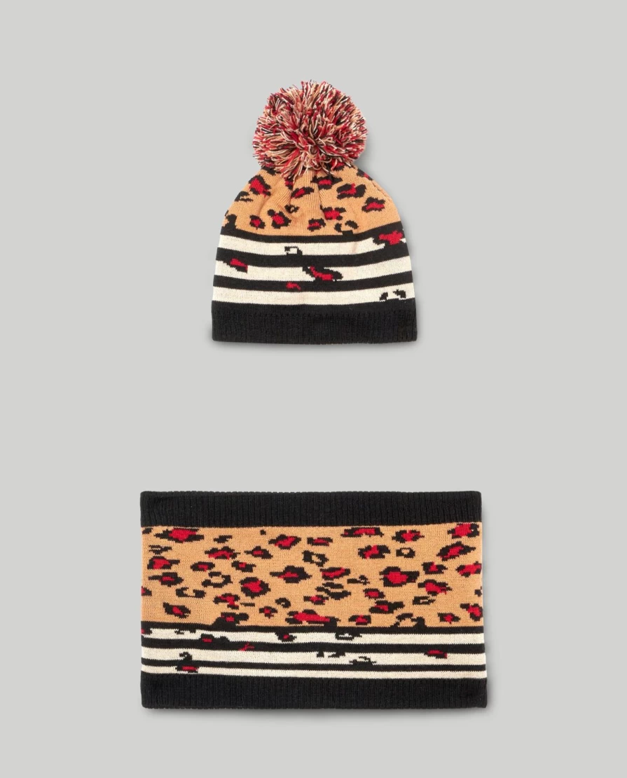 Blukids Youth Fur-Lined Tricot Hat and Neck Warmer Set for Girls - Winter Warm Accessories