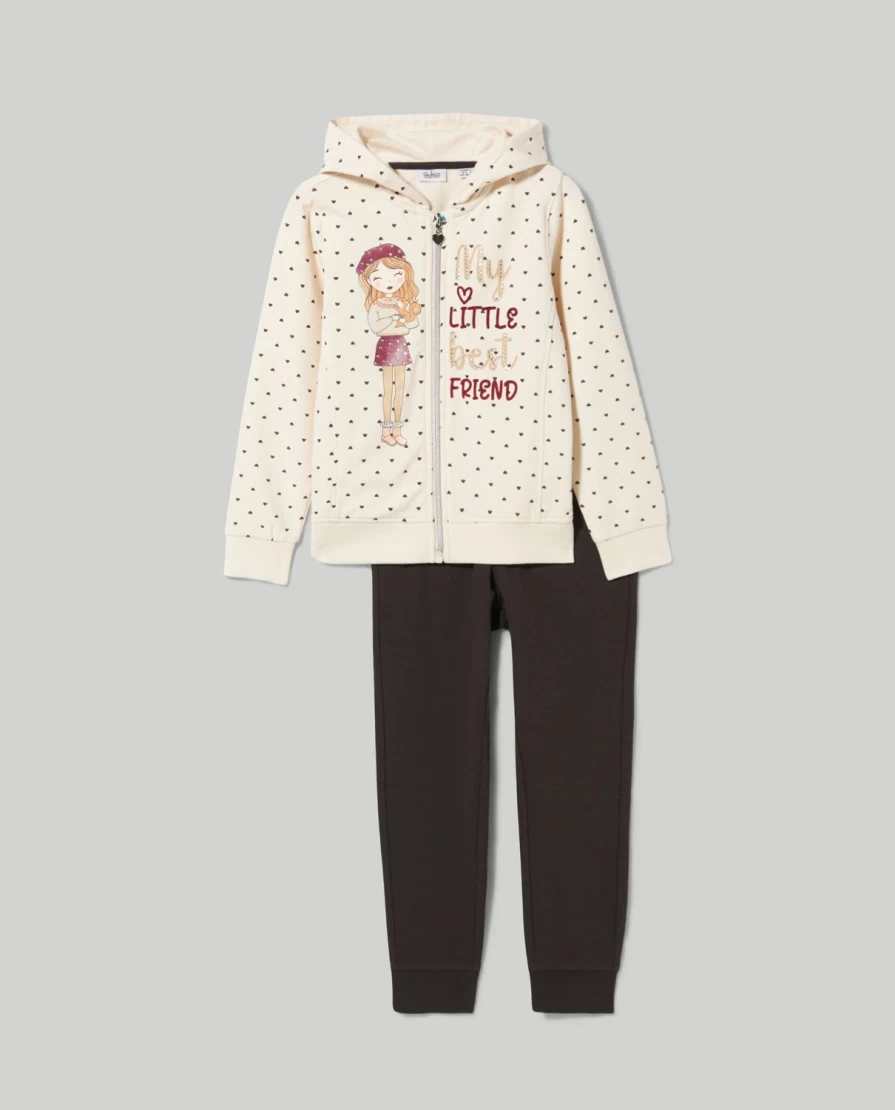 "Blukids Girls' Comfortable Stretch Cotton Jogging Set - Soft Sweatshirt & Pants Outfit for Active Children"