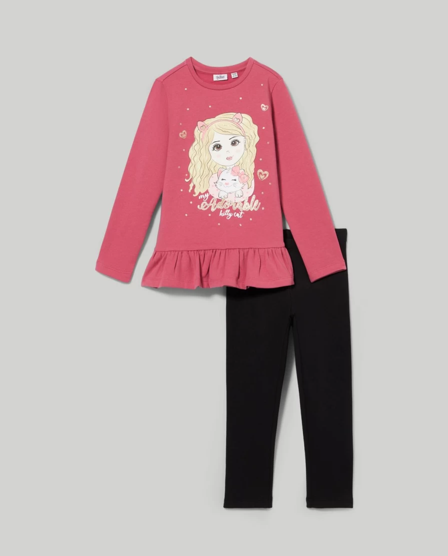 "Blukids Girls' Brushed Cotton Jogging Set - Comfortable Sweatshirt & Pants Outfit for Children"