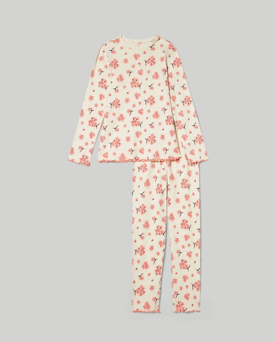 "Blukids Youth Long Ribbed Pajamas for Girls - Comfortable Sleepwear"
