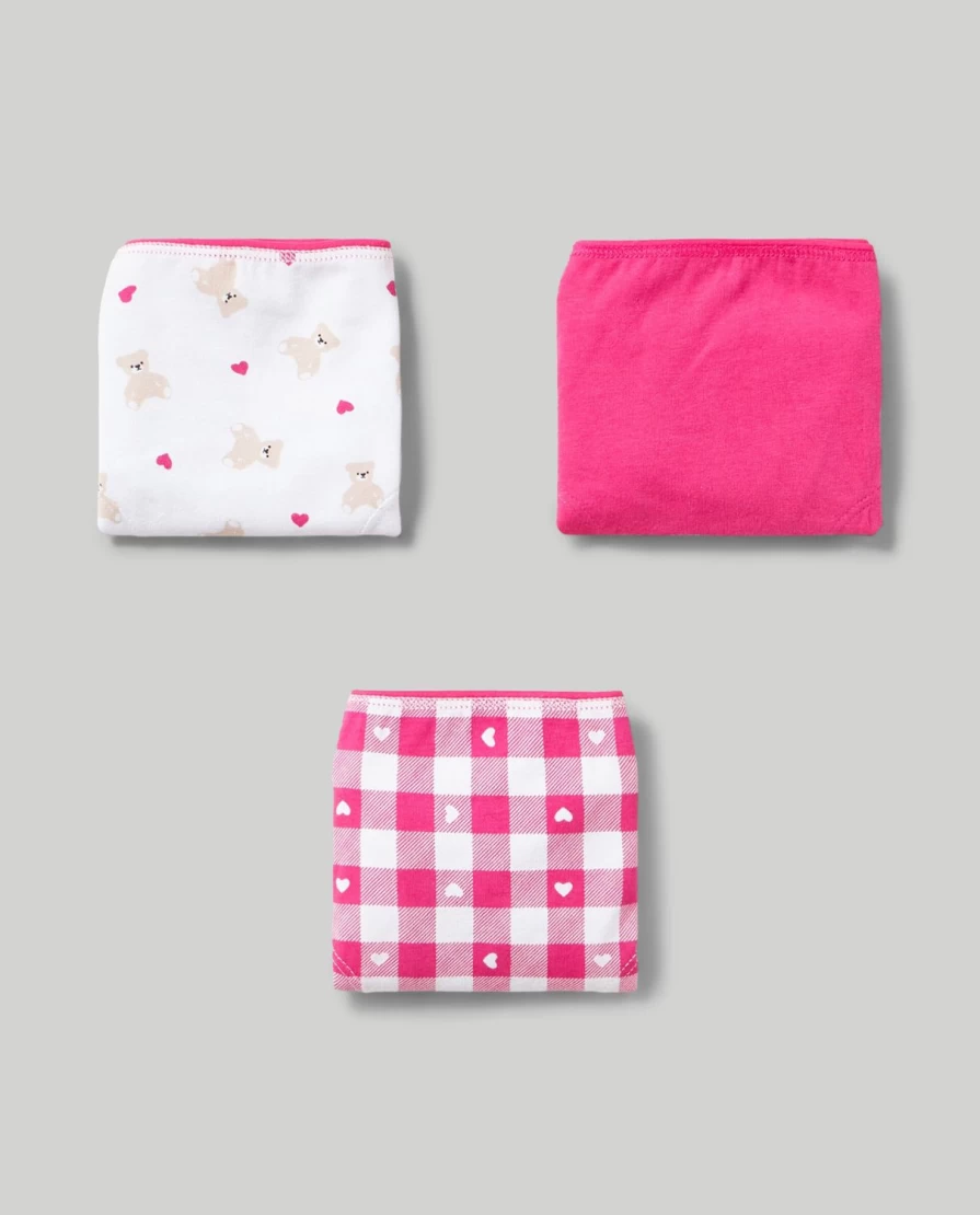 Blukids 3-Pack Girls' Soft Stretch Cotton Briefs for Children - Comfortable Underwear