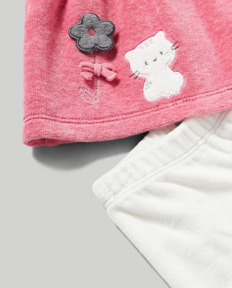 "Blukids Baby Girl Chenille Embroidery Outfit Set – Soft & Adorable Birth Gift"