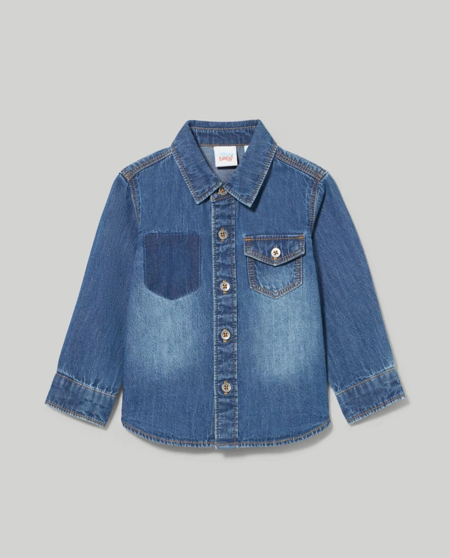 Blukids Newborn Pure Cotton Denim Shirt - Soft & Comfortable Baby Boy Girl First Shirt