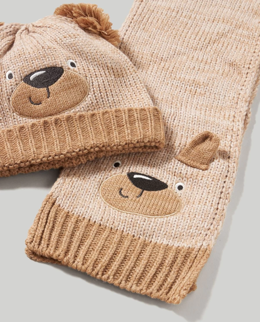 Blukids Newborn Baby Hat and Scarf Set - Embroidered Knit Winter Accessories for Infants