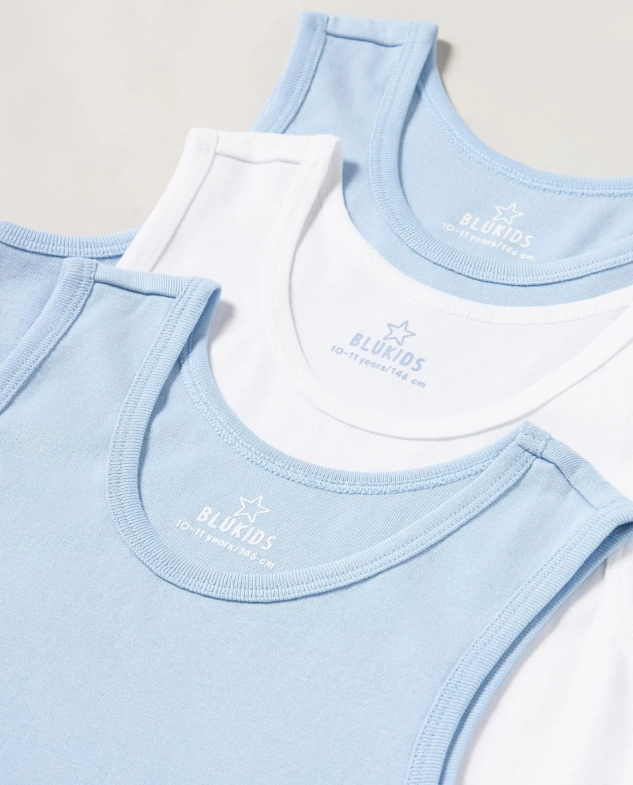 Blukids Youth 3-Pack Pure Cotton Boys Tank Tops - Soft Breathable Summer Undershirts
