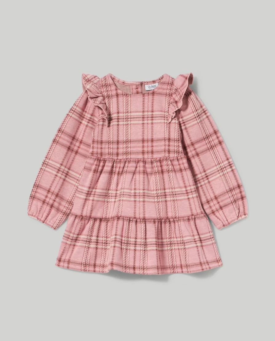 Blukids Newborn Baby Girl Checked Jacquard Dress - Elegant & Comfortable Outfit