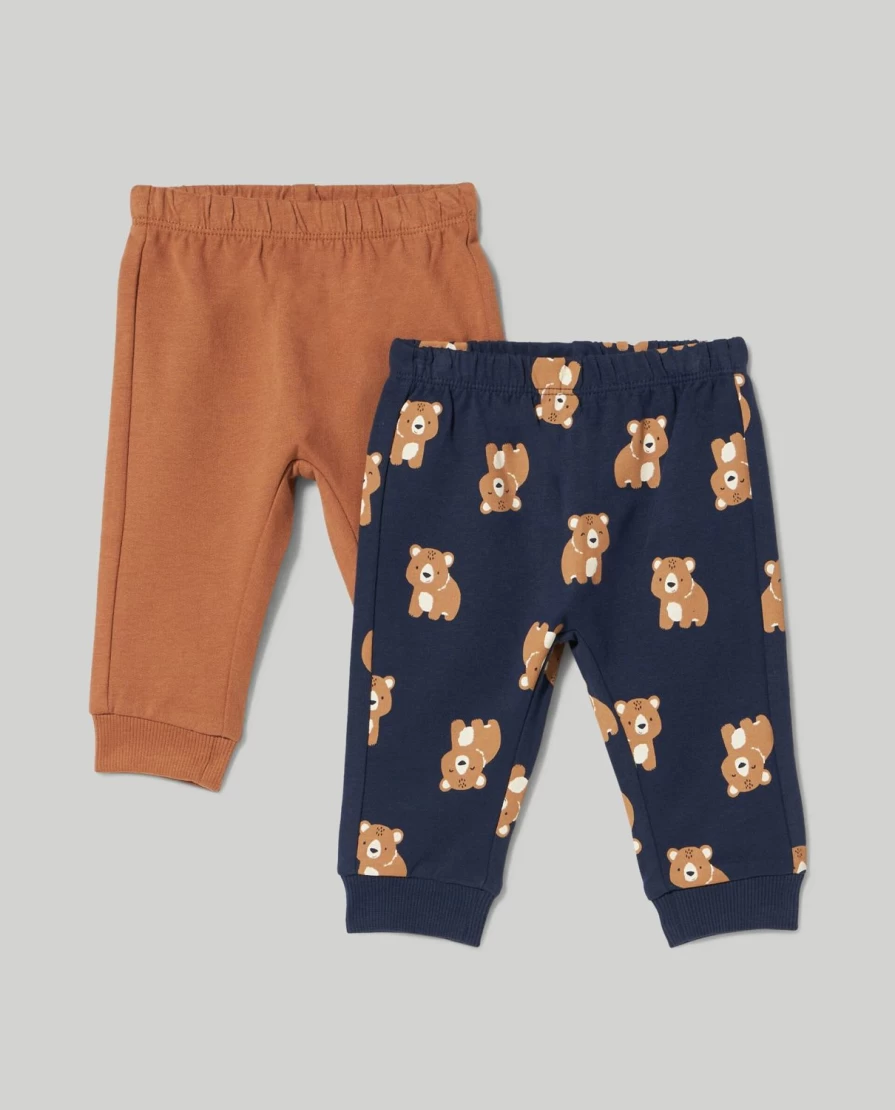 Blukids 2-Pack Pure Cotton French Terry Trousers for Newborns - Soft Baby Pants