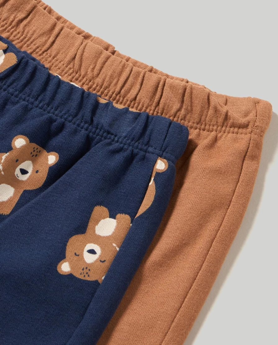 Blukids 2-Pack Pure Cotton French Terry Trousers for Newborns - Soft Baby Pants