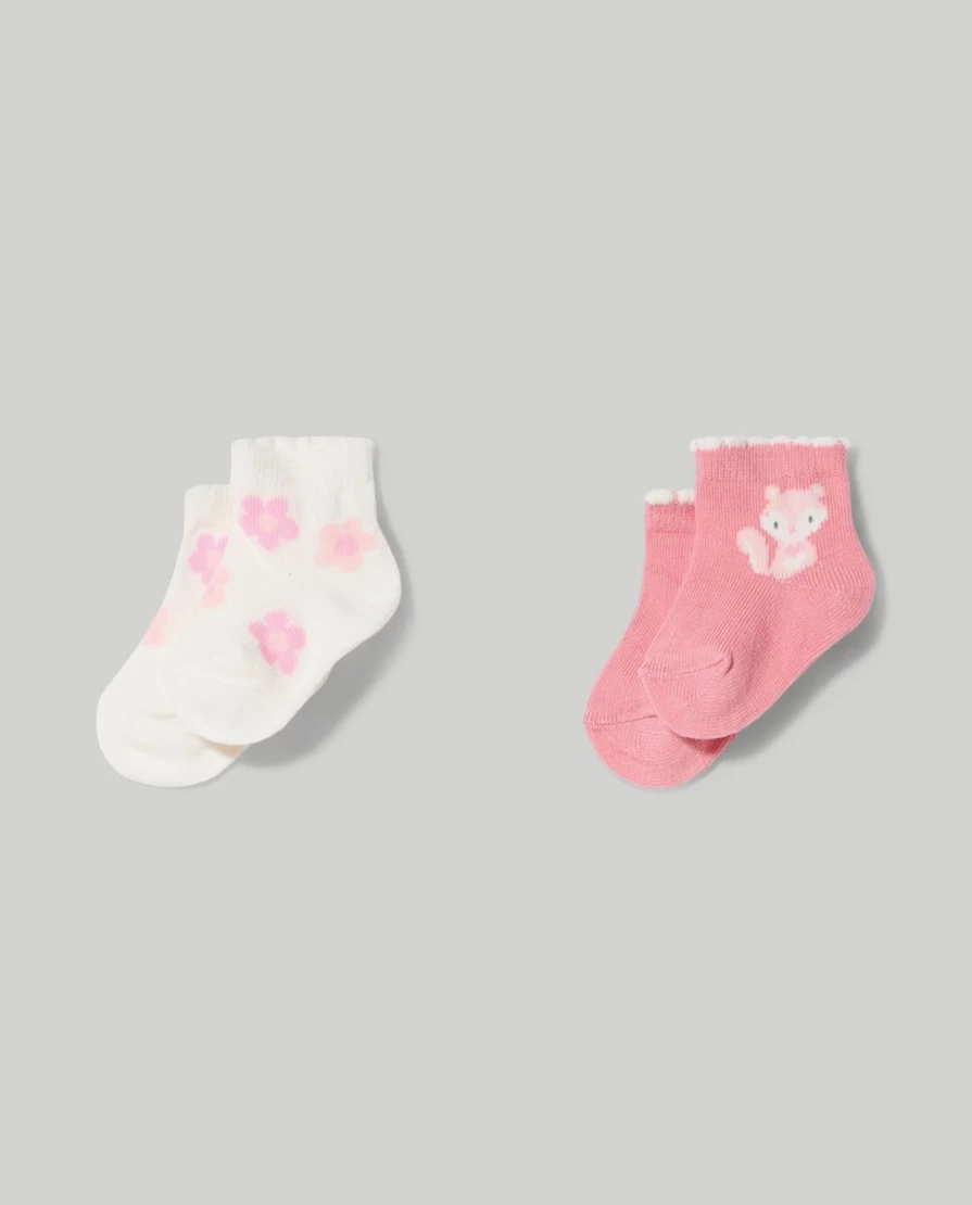 Blukids Newborn Baby Girl Organic Cotton Socks - Soft Pack of 2