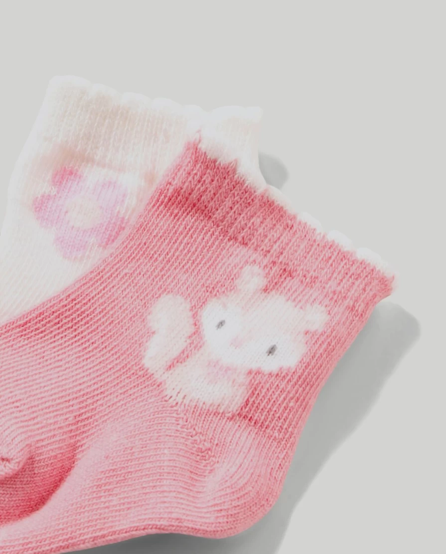 Blukids Newborn Baby Girl Organic Cotton Socks - Soft Pack of 2
