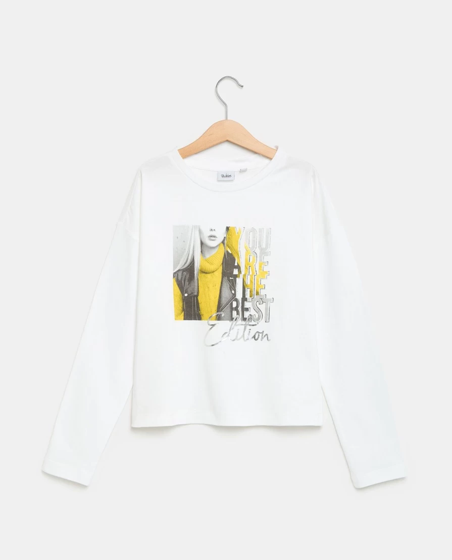 "Blukids Youth Long-Sleeve Cotton Printed T-Shirt for Girls"