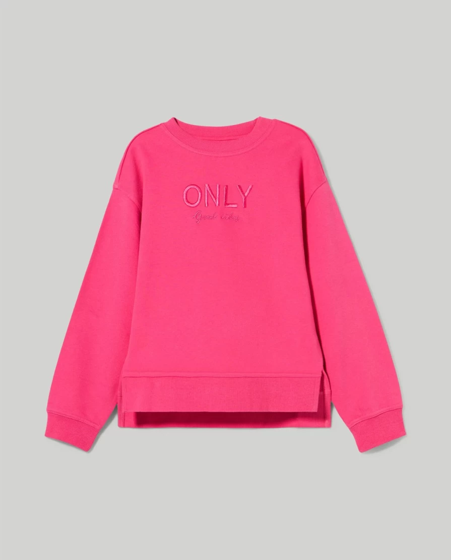 "Blukids Youth Pure Cotton Crewneck Sweatshirt with Embroidered Girl Design"