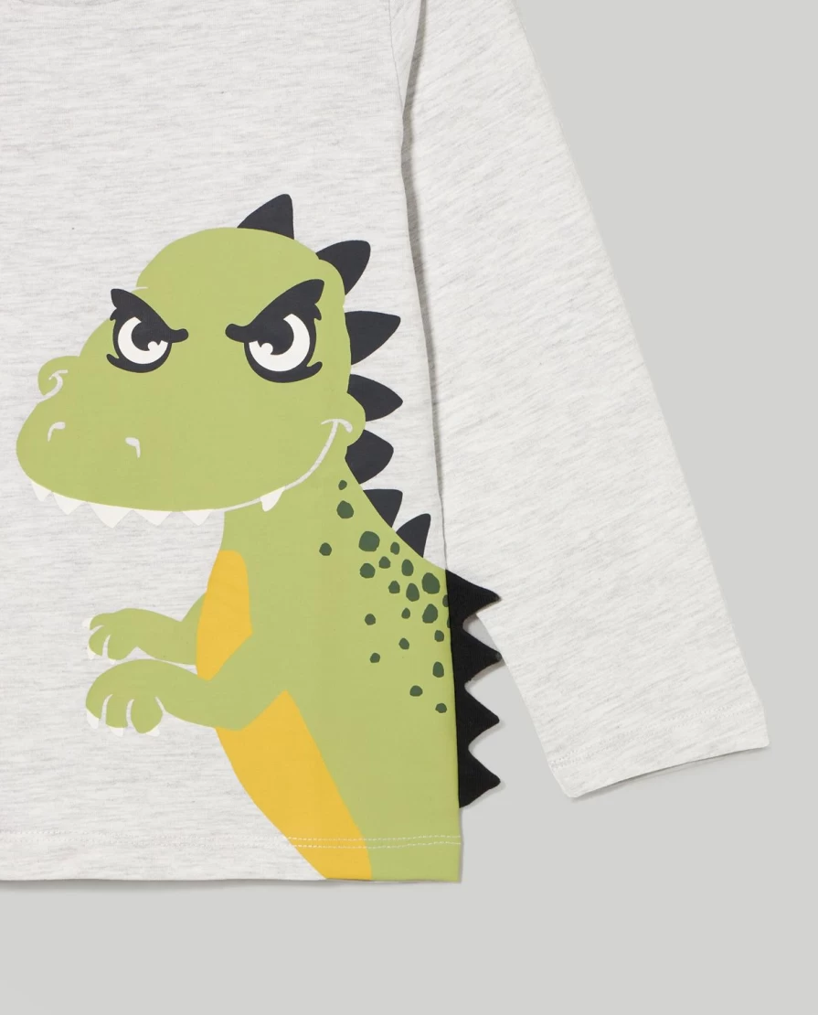 Blukids Boys' Melange Cotton Long Sleeve T-Shirt for Children