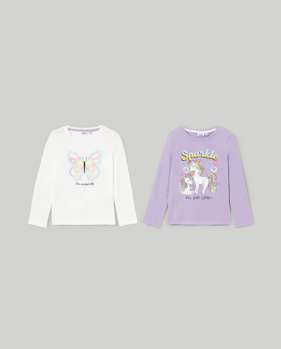 2-Pack Blukids 100% Cotton T-Shirts for Girls - Soft Kids Tees - Children's Comfortable Casual Tops