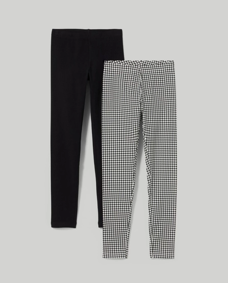 Blukids Youth Girls' Printed Stretch Cotton Leggings - Pack of 2