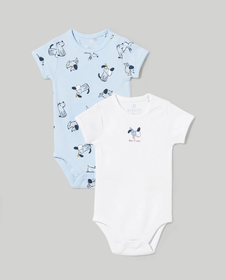 "Blukids Pack of 2 Soft Pure Cotton Baby Bodysuits for Newborns – Unisex Infant Onesies"