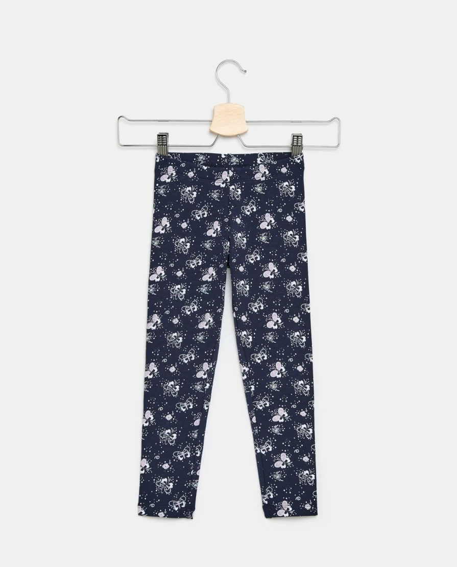 Blukids Girls' Stretch Cotton Glitter Print Leggings for Children