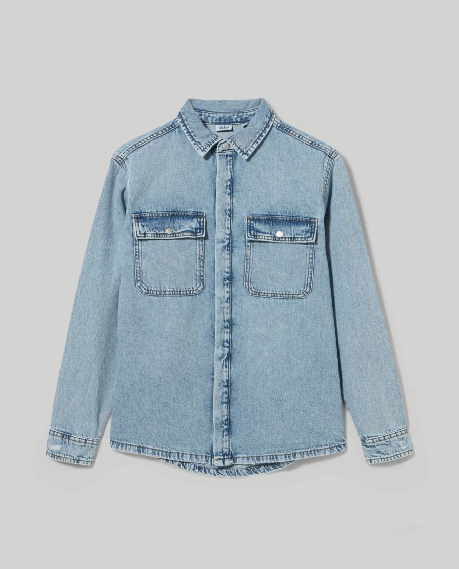 Blukids Youth Boys' Pure Cotton Denim Shirt - Comfortable & Stylish Casual Wear