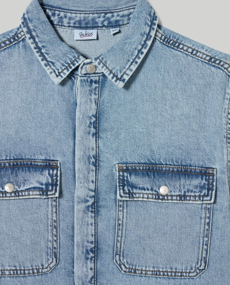 Blukids Youth Boys' Pure Cotton Denim Shirt - Comfortable & Stylish Casual Wear