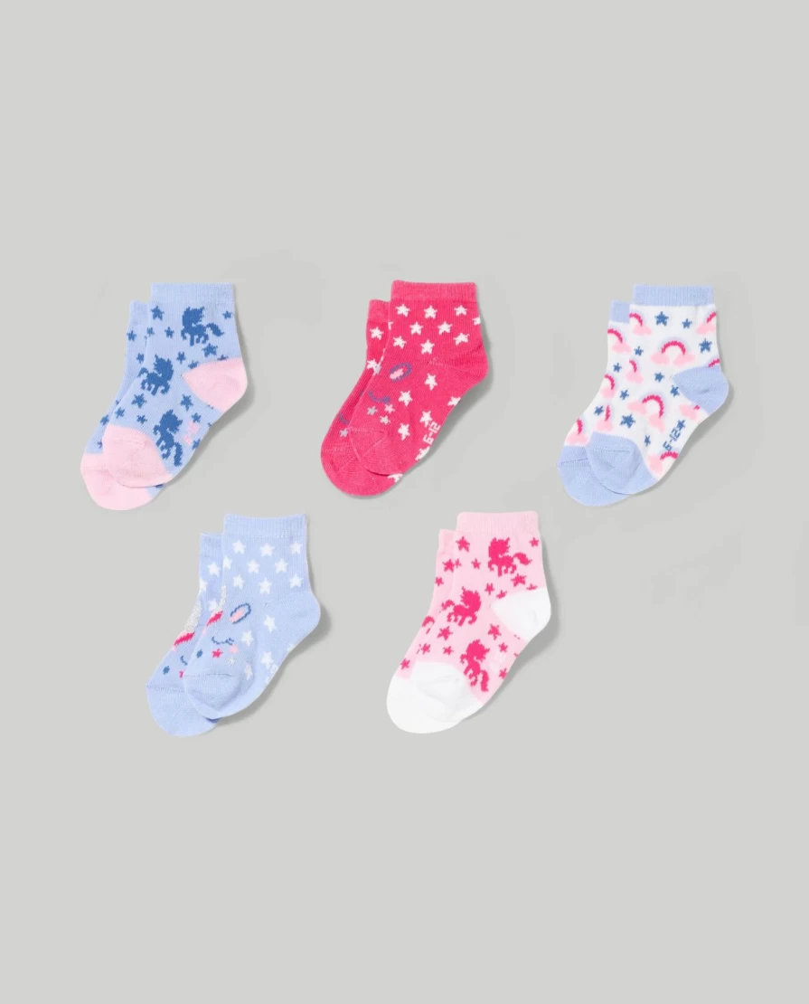 Blukids Newborn Baby Girl Cotton Blend Socks - Pack of 5 Soft & Comfortable Socks