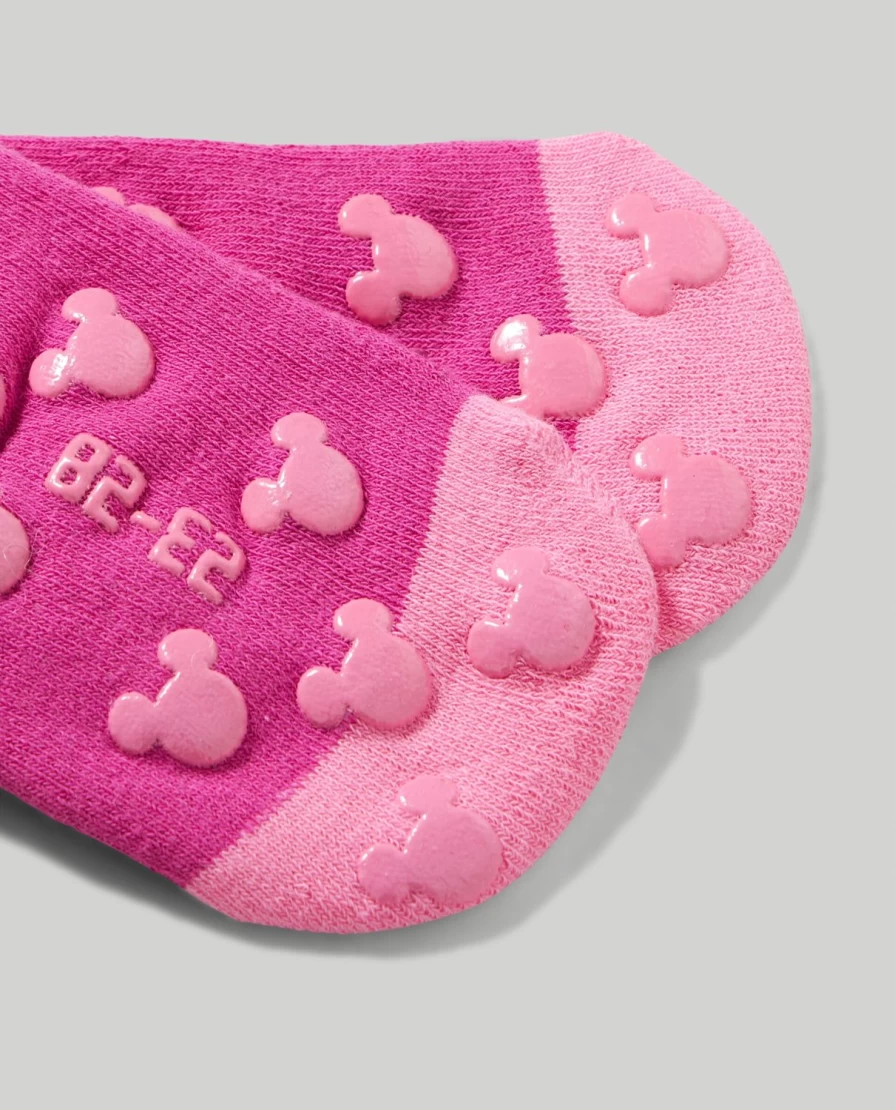 Blukids Non-Slip Minnie Mouse Socks for Toddlers and Kids - Cute Gripper Socks for Girls