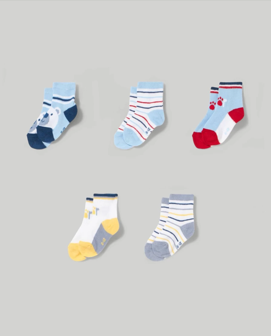 Blukids 5-Pack Soft Cotton Blend Newborn Baby Socks
