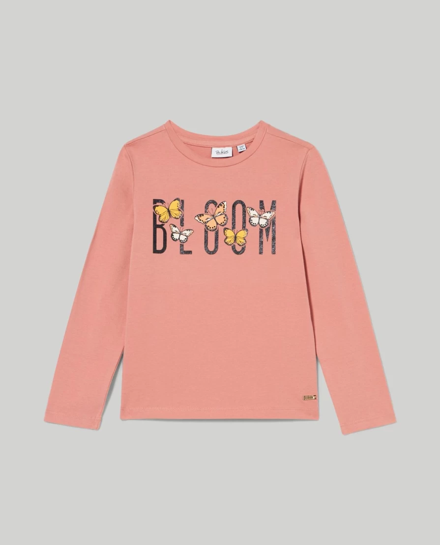 "Blukids Girls' Glitter Print T-Shirt – Sparkly Fun Children's Top"