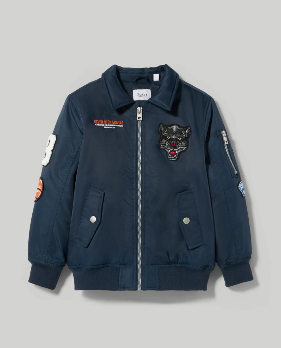Blukids Kids' Bomber Jacket with Custom Patches - Stylish & Durable Children's Outerwear
