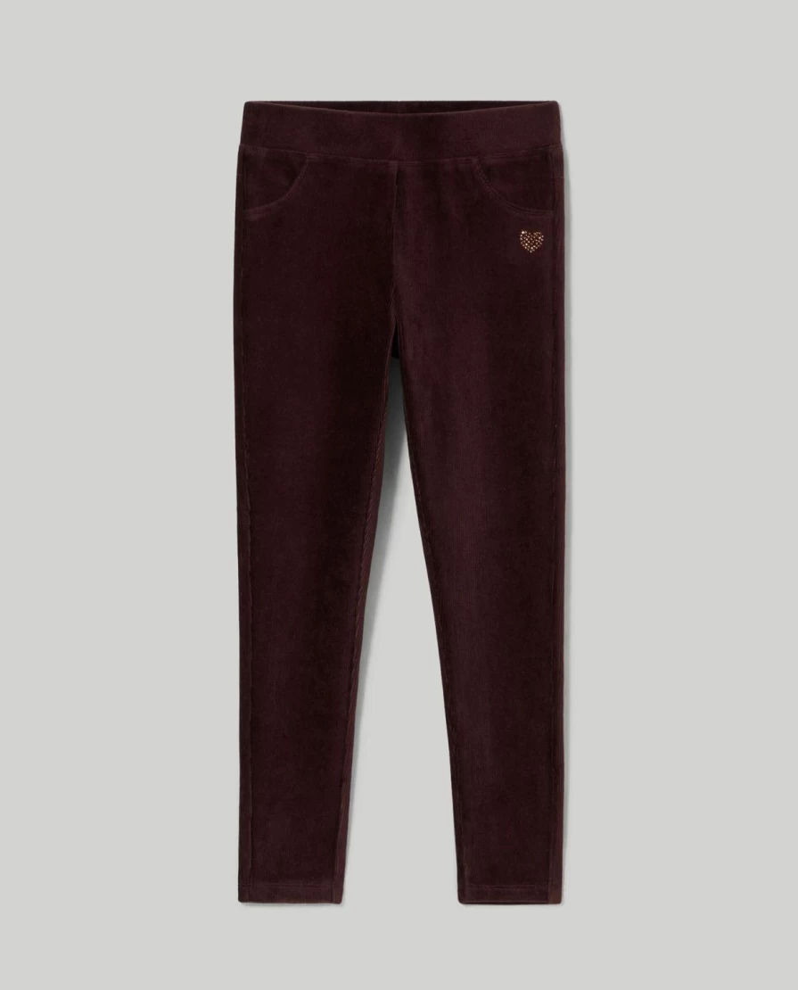 Blukids Girls Chenille Ribbed Treggings for Children - Soft Stretchy Comfort Pants